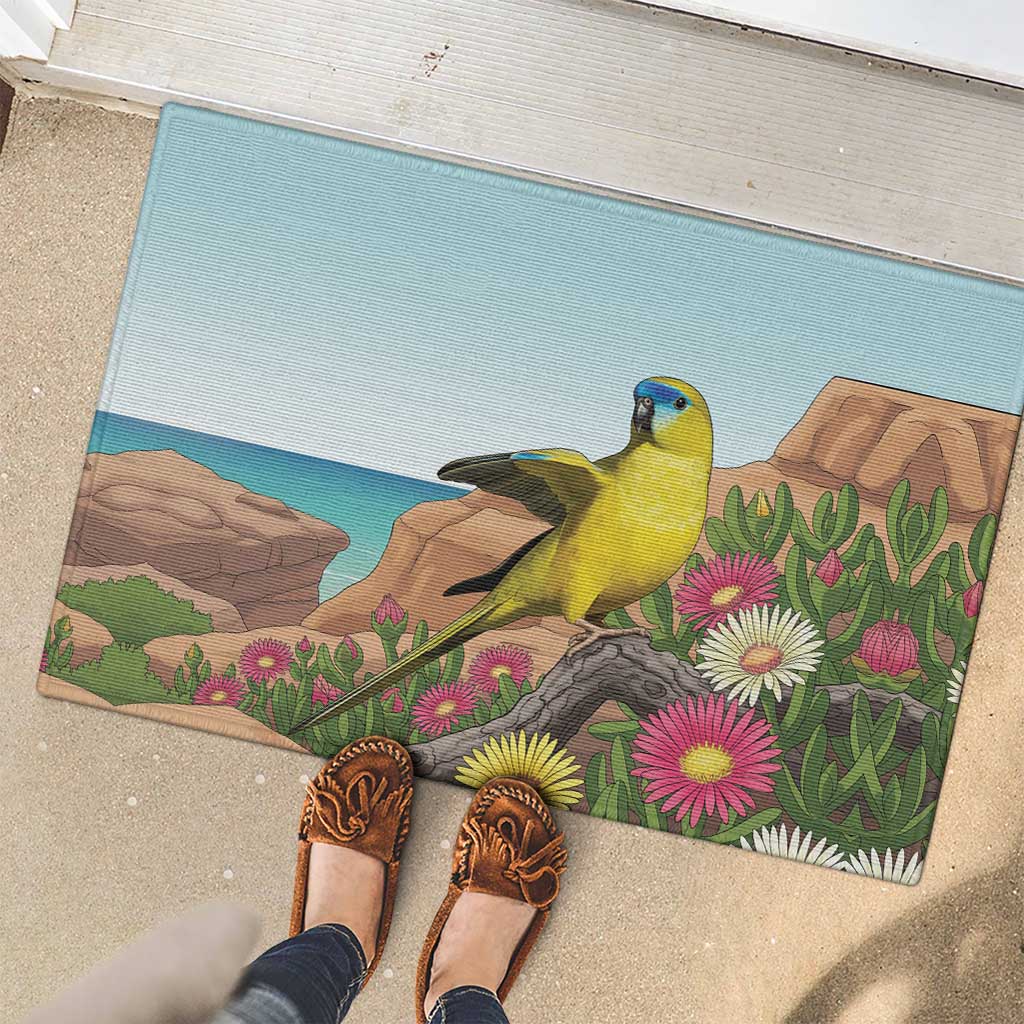 Australia Rock Parrot Rubber Doormat Pigface Carpobrotus Rocky Island Vibes - Aussie Hoodie