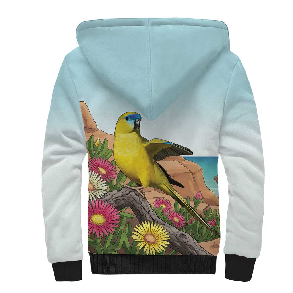 Australia Rock Parrot Sherpa Hoodie Pigface Carpobrotus Rocky Island Vibes - Aussie Hoodie