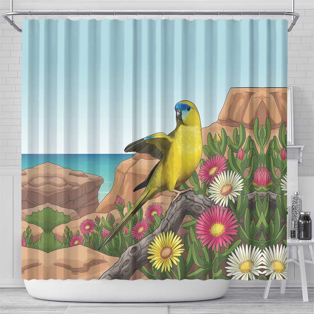 Australia Rock Parrot Shower Curtain Pigface Carpobrotus Rocky Island Vibes - Aussie Hoodie