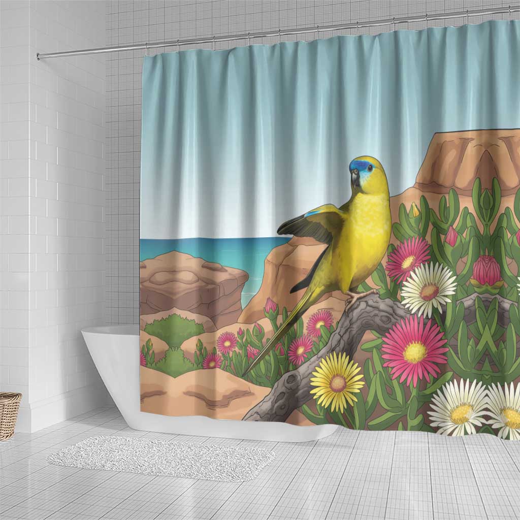 Australia Rock Parrot Shower Curtain Pigface Carpobrotus Rocky Island Vibes - Aussie Hoodie