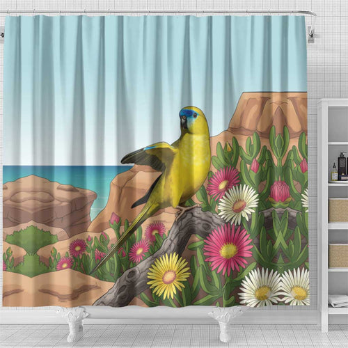 Australia Rock Parrot Shower Curtain Pigface Carpobrotus Rocky Island Vibes - Aussie Hoodie