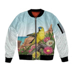 Australia Rock Parrot Sleeve Zip Bomber Jacket Pigface Carpobrotus Rocky Island Vibes - Aussie Hoodie