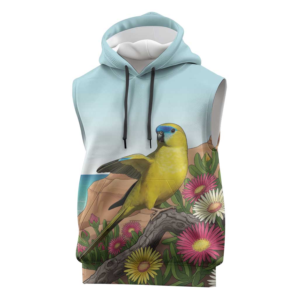Australia Rock Parrot Sleeveless Hoodie Pigface Carpobrotus Rocky Island Vibes - Aussie Hoodie