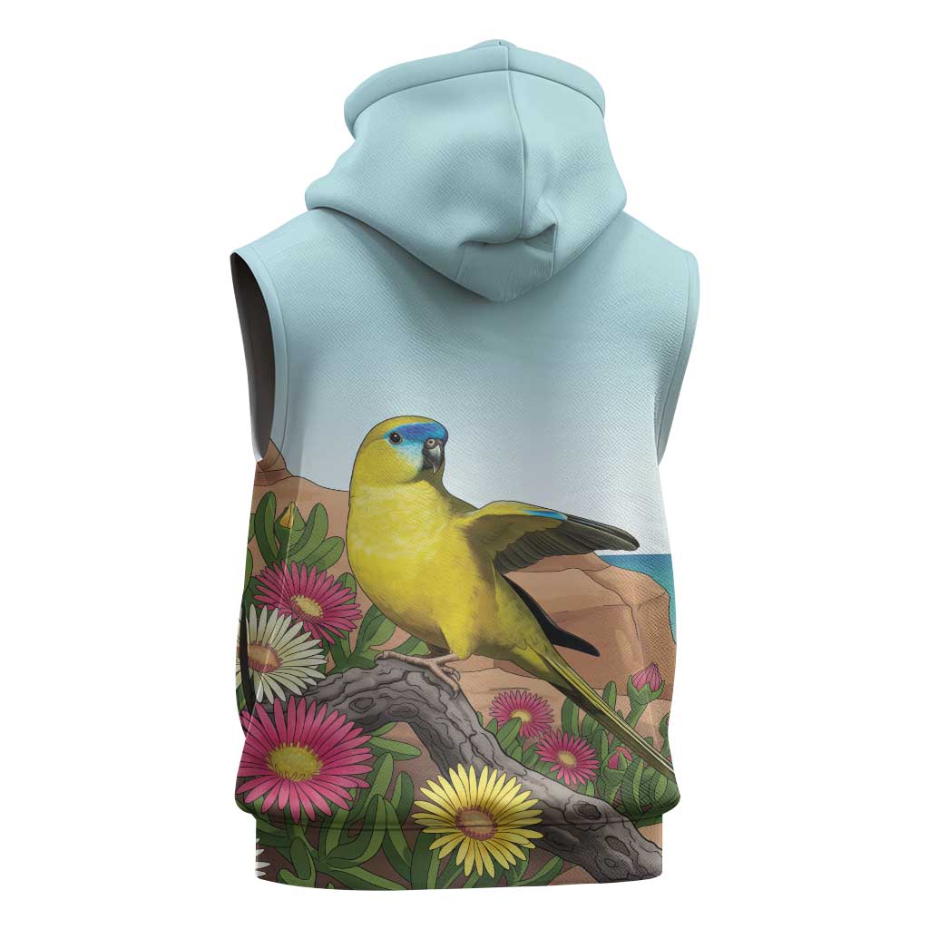 Australia Rock Parrot Sleeveless Hoodie Pigface Carpobrotus Rocky Island Vibes - Aussie Hoodie