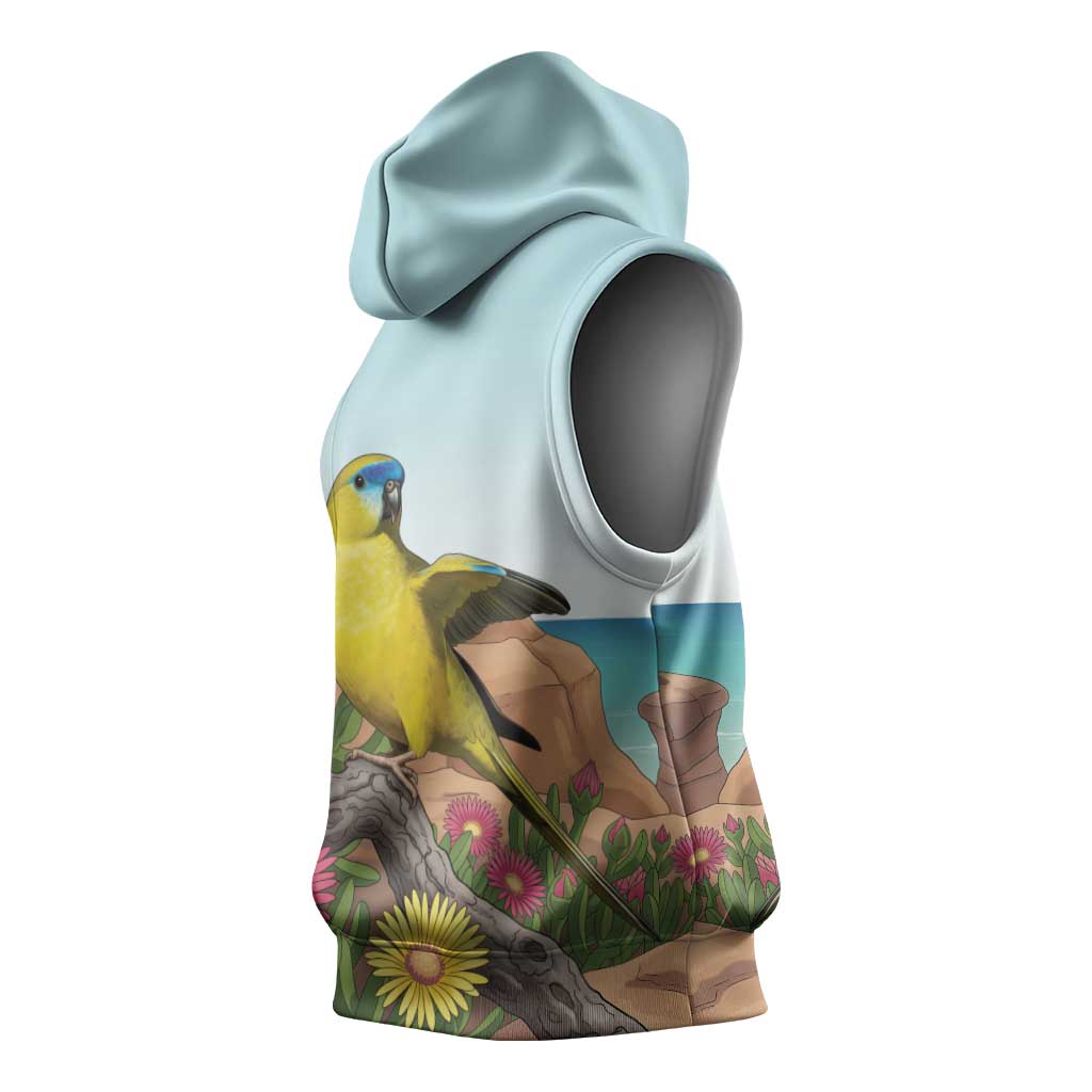 Australia Rock Parrot Sleeveless Hoodie Pigface Carpobrotus Rocky Island Vibes - Aussie Hoodie