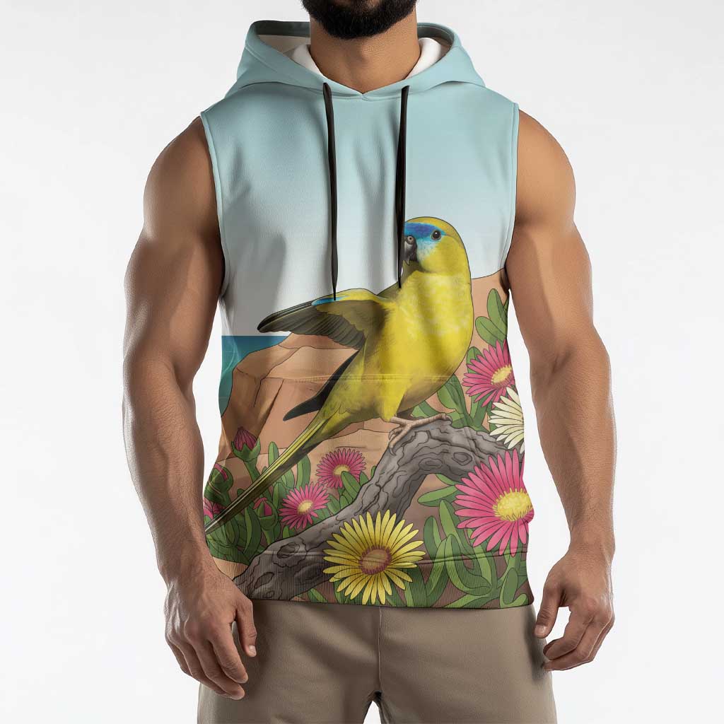 Australia Rock Parrot Sleeveless Hoodie Pigface Carpobrotus Rocky Island Vibes - Aussie Hoodie