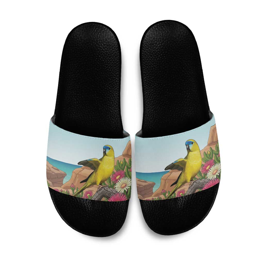 Australia Rock Parrot Slide Sandals Pigface Carpobrotus Rocky Island Vibes - Aussie Hoodie