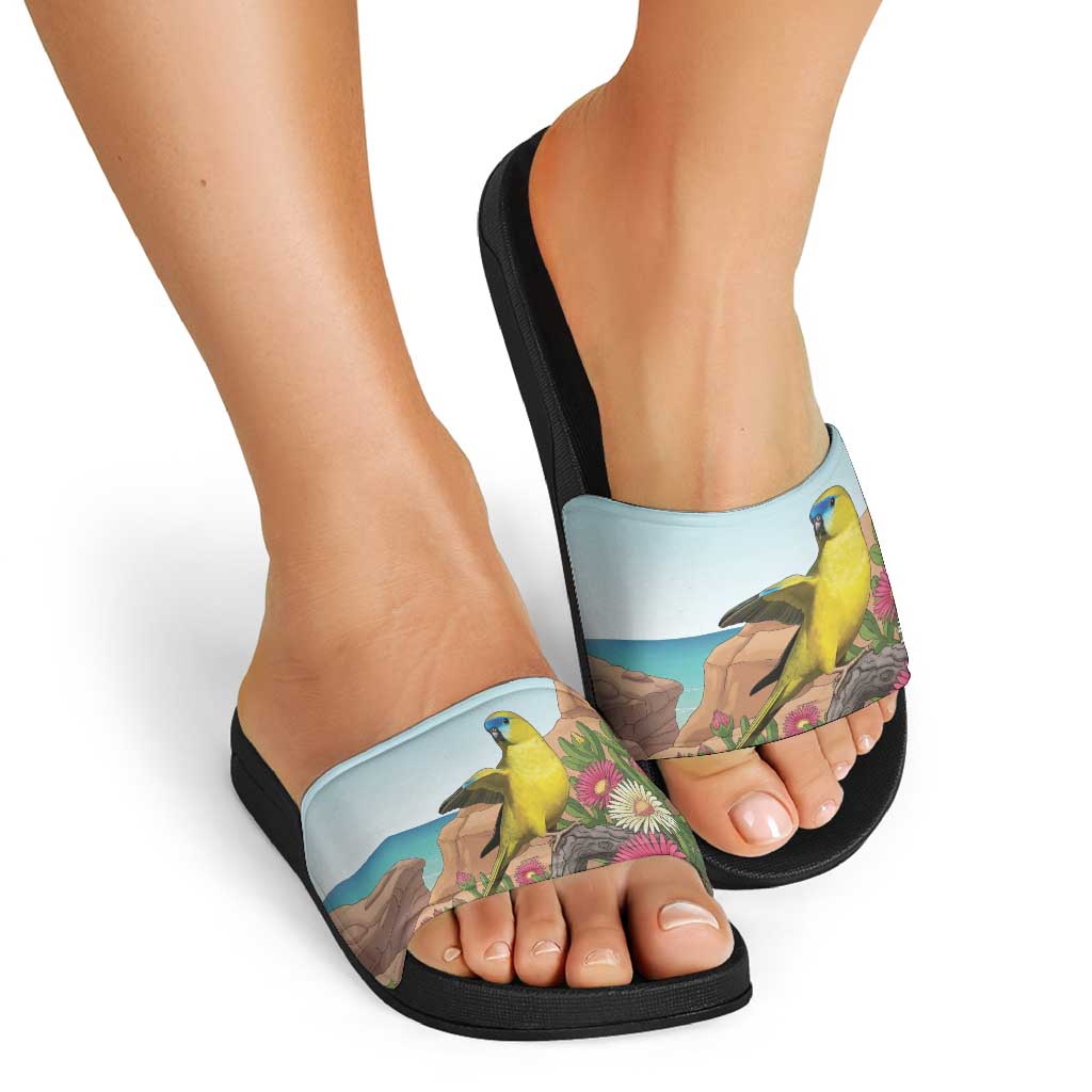 Australia Rock Parrot Slide Sandals Pigface Carpobrotus Rocky Island Vibes - Aussie Hoodie