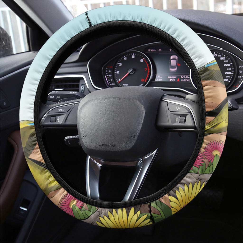 Australia Rock Parrot Steering Wheel Cover Pigface Carpobrotus Rocky Island Vibes - Aussie Hoodie