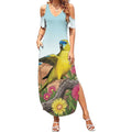 Australia Rock Parrot Summer Maxi Dress Pigface Carpobrotus Rocky Island Vibes - Aussie Hoodie