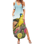 Australia Rock Parrot Summer Maxi Dress Pigface Carpobrotus Rocky Island Vibes - Aussie Hoodie
