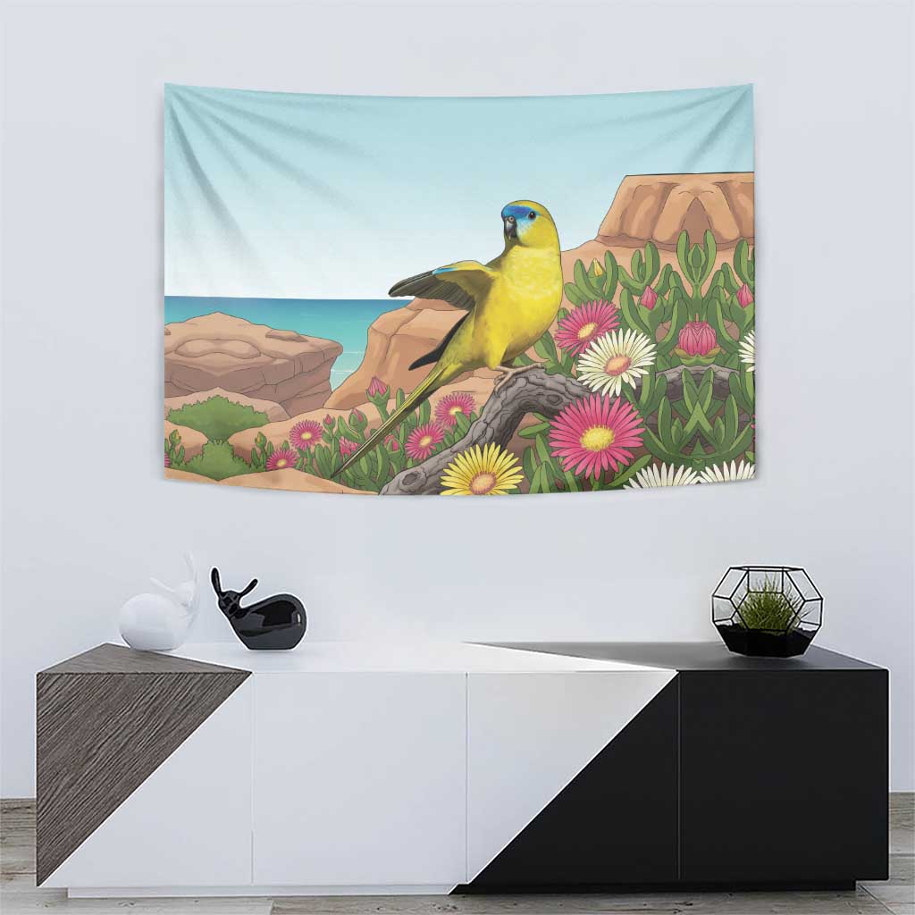 Australia Rock Parrot Tapestry Pigface Carpobrotus Rocky Island Vibes - Aussie Hoodie