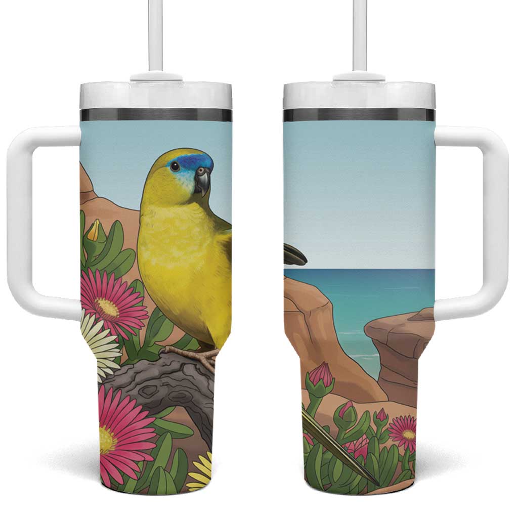 Australia Rock Parrot Tumbler With Handle Pigface Carpobrotus Rocky Island Vibes - Aussie Hoodie