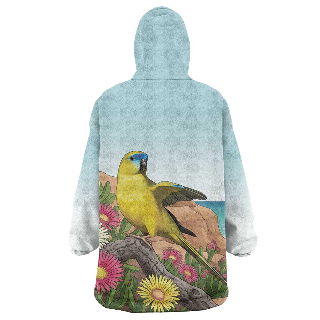 Australia Rock Parrot Wearable Blanket Hoodie Pigface Carpobrotus Rocky Island Vibes - Aussie Hoodie