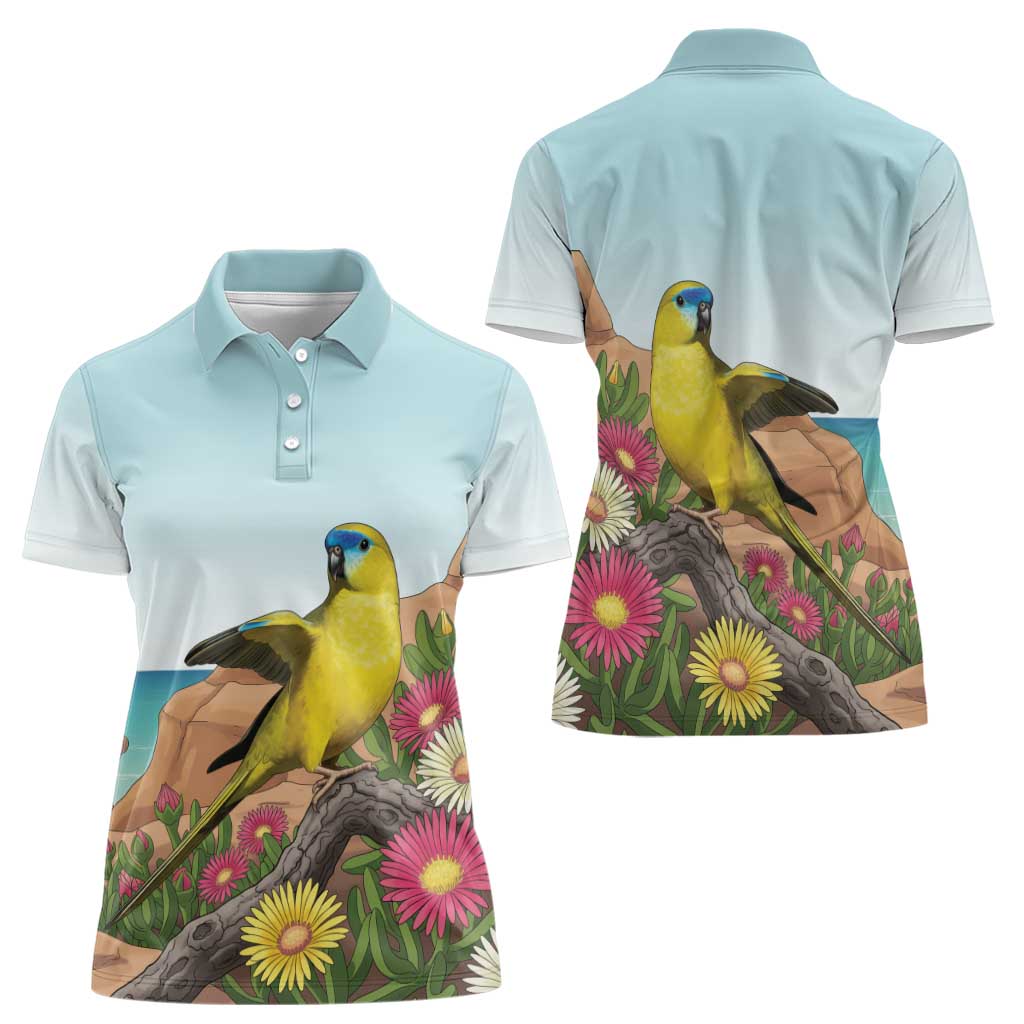 Australia Rock Parrot Women Polo Shirt Pigface Carpobrotus Rocky Island Vibes - Aussie Hoodie