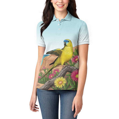 Australia Rock Parrot Women Polo Shirt Pigface Carpobrotus Rocky Island Vibes - Aussie Hoodie