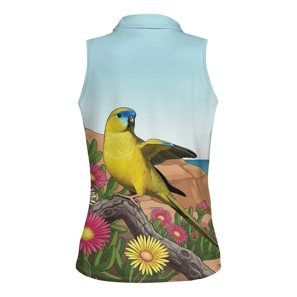Australia Rock Parrot Women Sleeveless Polo Shirt Pigface Carpobrotus Rocky Island Vibes - Aussie Hoodie