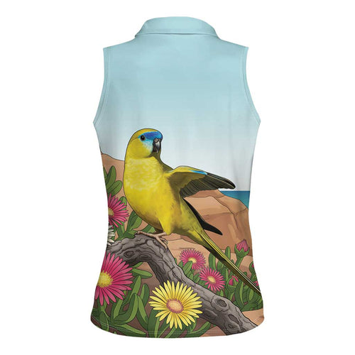 Australia Rock Parrot Women Sleeveless Polo Shirt Pigface Carpobrotus Rocky Island Vibes - Aussie Hoodie