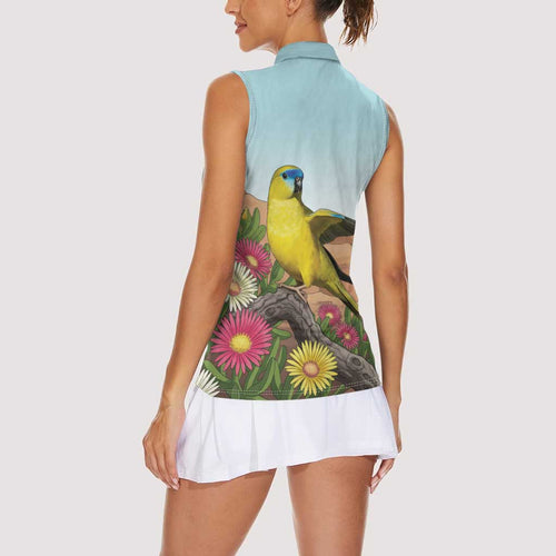 Australia Rock Parrot Women Sleeveless Polo Shirt Pigface Carpobrotus Rocky Island Vibes - Aussie Hoodie