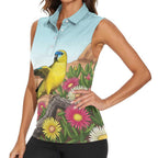 Australia Rock Parrot Women Sleeveless Polo Shirt Pigface Carpobrotus Rocky Island Vibes - Aussie Hoodie