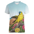 Australia Rock Parrot Women V-Neck T-Shirt Pigface Carpobrotus Rocky Island Vibes - Aussie Hoodie