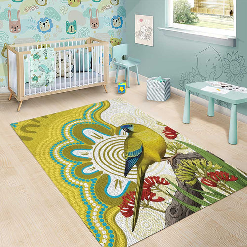 Australia Rock Parrot Area Rug Kangaroo Paws Indigenous Art - Aussie Hoodie