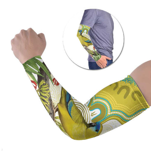 Australia Rock Parrot Arm Sleeves Kangaroo Paws Indigenous Art - Aussie Hoodie