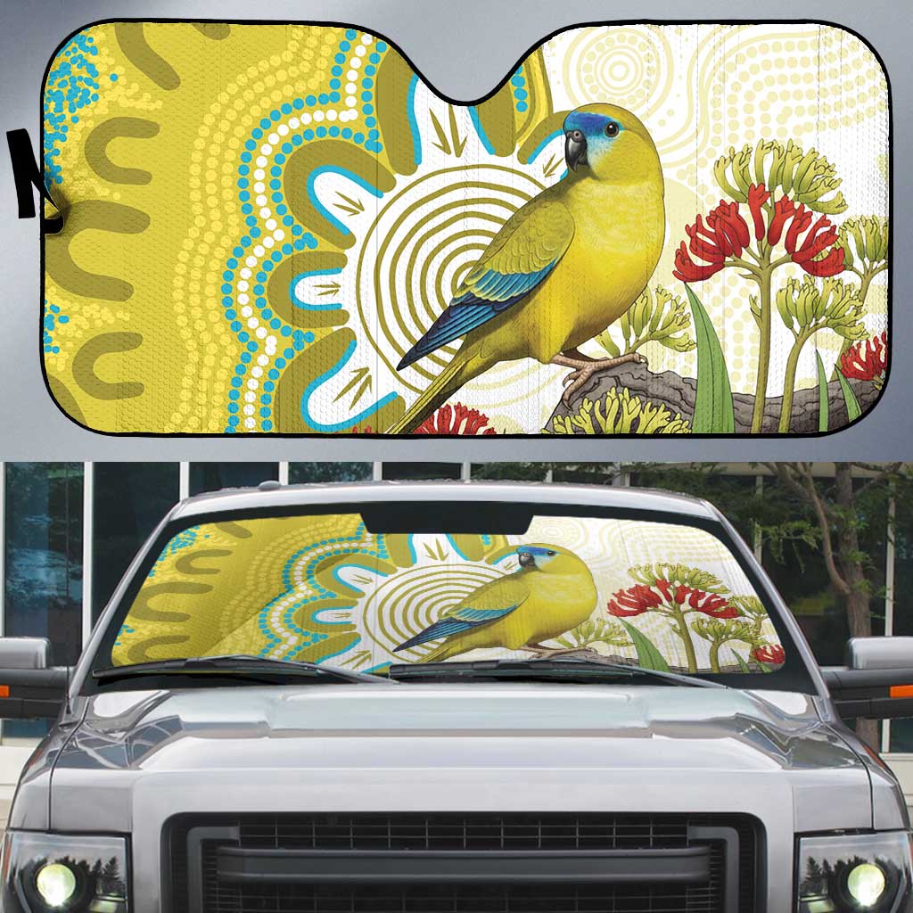 Australia Rock Parrot Auto Sun Shade Kangaroo Paws Indigenous Art - Aussie Hoodie