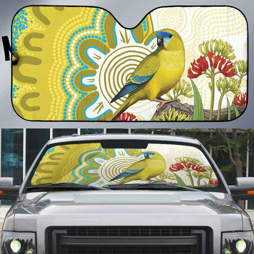 Australia Rock Parrot Auto Sun Shade Kangaroo Paws Indigenous Art - Aussie Hoodie