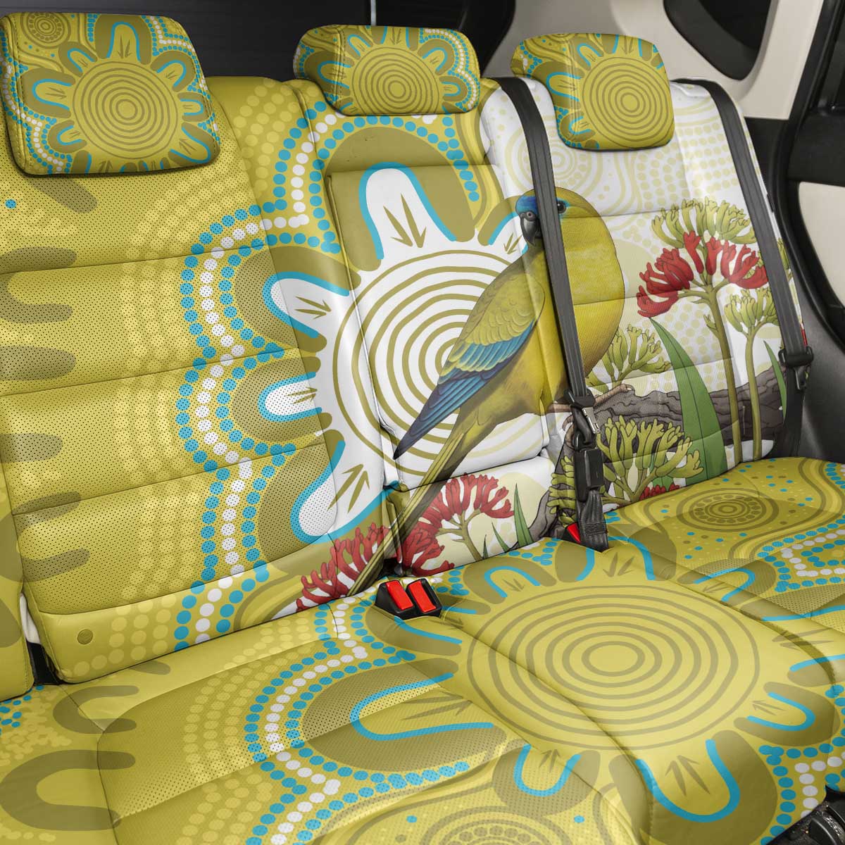 Australia Rock Parrot Back Car Seat Cover Kangaroo Paws Indigenous Art - Aussie Hoodie