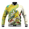 Australia Rock Parrot Baseball Jacket Kangaroo Paws Indigenous Art - Aussie Hoodie