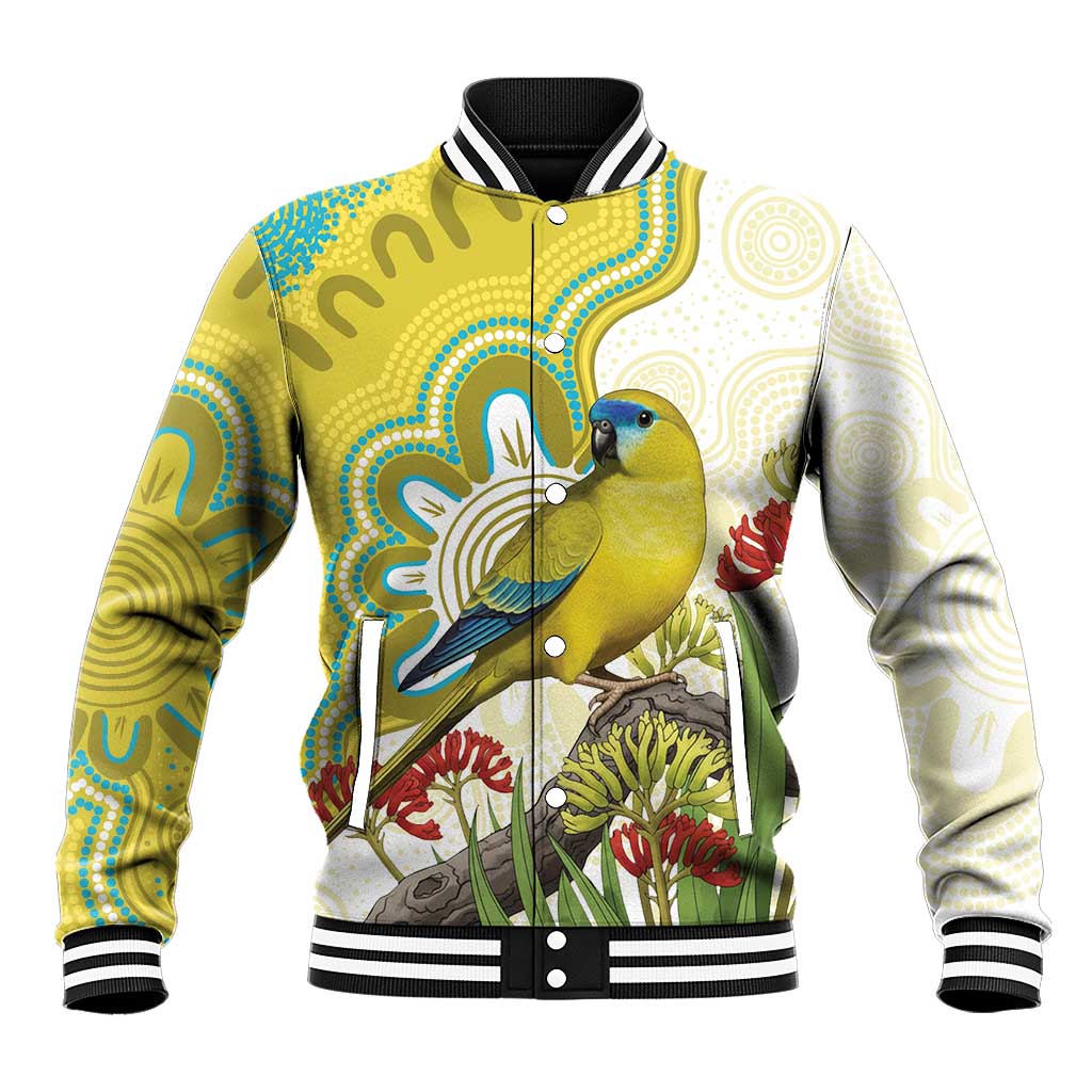 Australia Rock Parrot Baseball Jacket Kangaroo Paws Indigenous Art - Aussie Hoodie