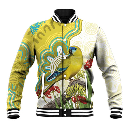 Australia Rock Parrot Baseball Jacket Kangaroo Paws Indigenous Art - Aussie Hoodie