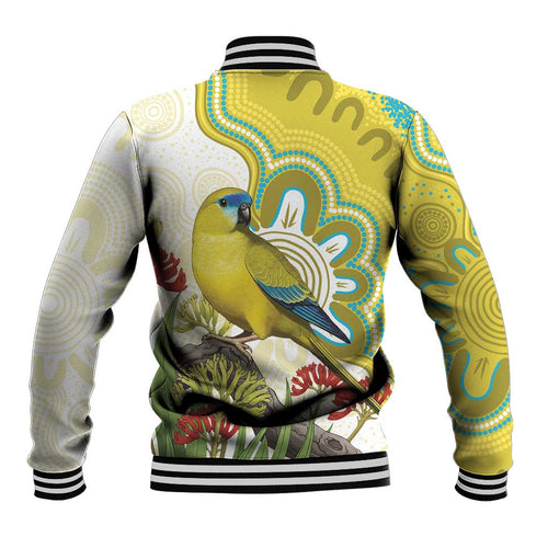 Australia Rock Parrot Baseball Jacket Kangaroo Paws Indigenous Art - Aussie Hoodie