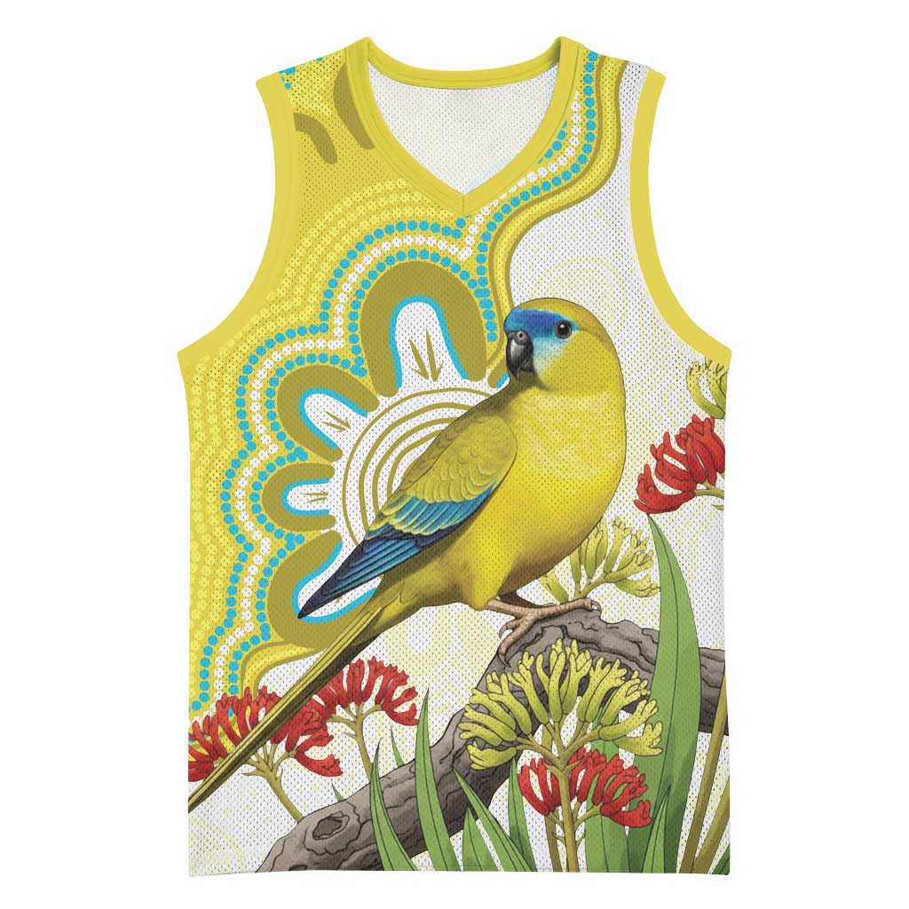 Australia Rock Parrot Basketball Jersey Kangaroo Paws Indigenous Art - Aussie Hoodie