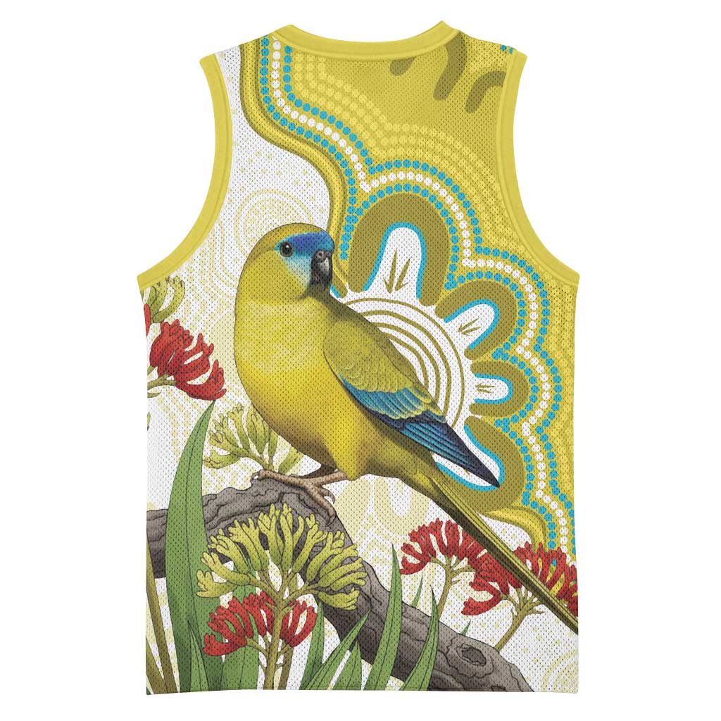 Australia Rock Parrot Basketball Jersey Kangaroo Paws Indigenous Art - Aussie Hoodie