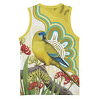Australia Rock Parrot Basketball Jersey Kangaroo Paws Indigenous Art - Aussie Hoodie