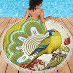 Australia Rock Parrot Beach Blanket Kangaroo Paws Indigenous Art - Aussie Hoodie