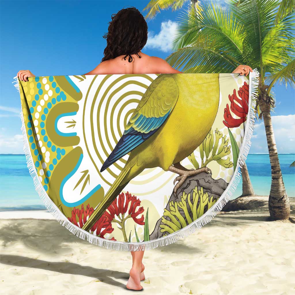 Australia Rock Parrot Beach Blanket Kangaroo Paws Indigenous Art - Aussie Hoodie