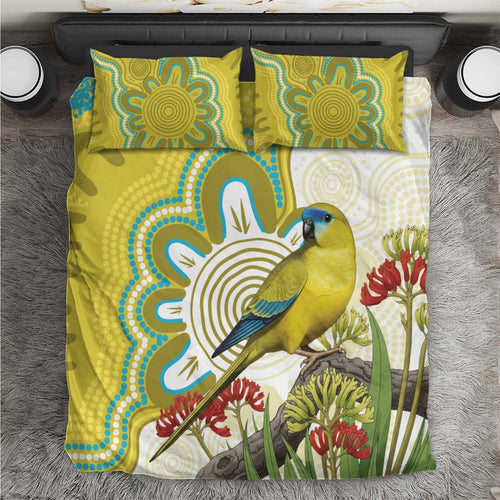 Australia Rock Parrot Bedding Set Kangaroo Paws Indigenous Art - Aussie Hoodie