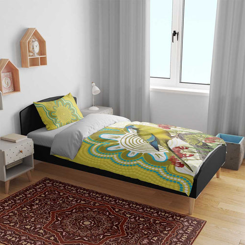 Australia Rock Parrot Bedding Set Kangaroo Paws Indigenous Art - Aussie Hoodie