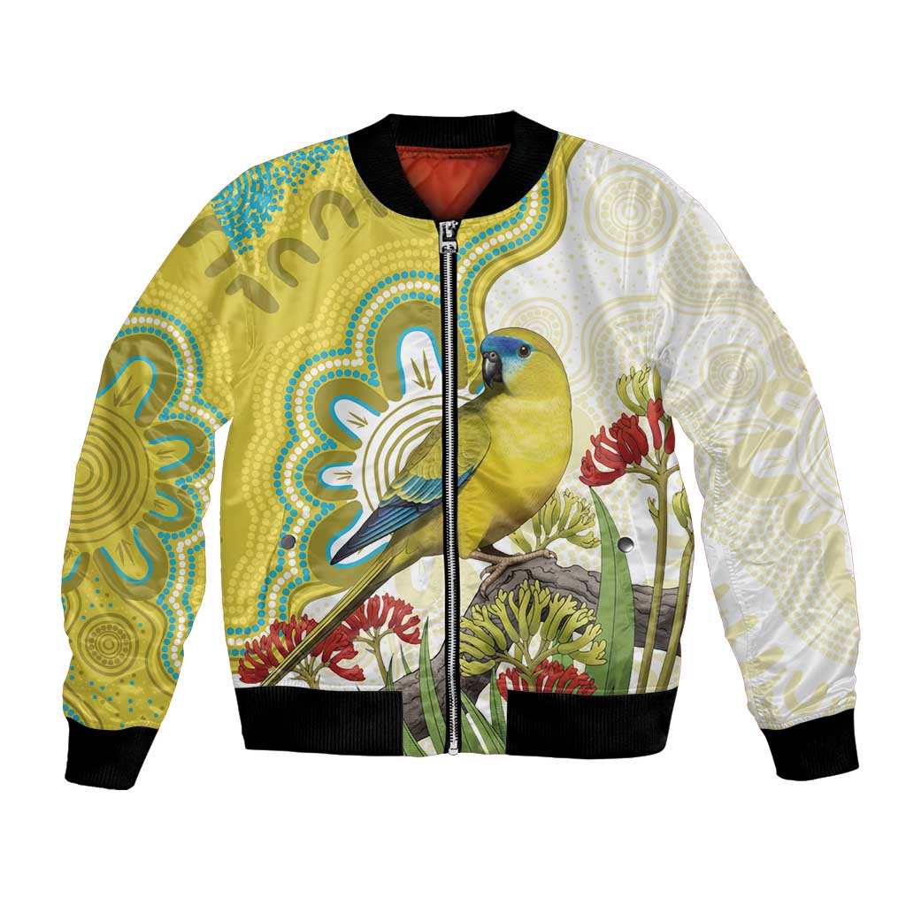 Australia Rock Parrot Bomber Jacket Kangaroo Paws Indigenous Art - Aussie Hoodie