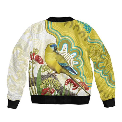 Australia Rock Parrot Bomber Jacket Kangaroo Paws Indigenous Art - Aussie Hoodie