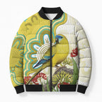 Australia Rock Parrot Bomber Puffer Jacket Kangaroo Paws Indigenous Art - Aussie Hoodie