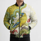 Australia Rock Parrot Bomber Puffer Jacket Kangaroo Paws Indigenous Art - Aussie Hoodie
