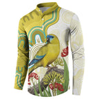 Australia Rock Parrot Button Sweatshirt Kangaroo Paws Indigenous Art - Aussie Hoodie