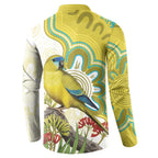 Australia Rock Parrot Button Sweatshirt Kangaroo Paws Indigenous Art - Aussie Hoodie