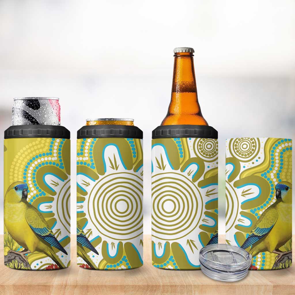 Australia Rock Parrot 4 in 1 Can Cooler Tumbler Kangaroo Paws Indigenous Art - Aussie Hoodie