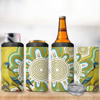 Australia Rock Parrot 4 in 1 Can Cooler Tumbler Kangaroo Paws Indigenous Art - Aussie Hoodie