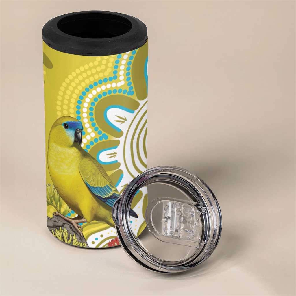 Australia Rock Parrot 4 in 1 Can Cooler Tumbler Kangaroo Paws Indigenous Art - Aussie Hoodie